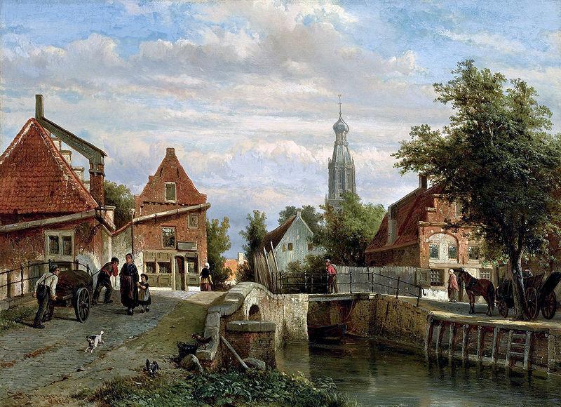 unknow artist A view of the Staal Everspijp and the Grote Kerk in summer oil painting image
